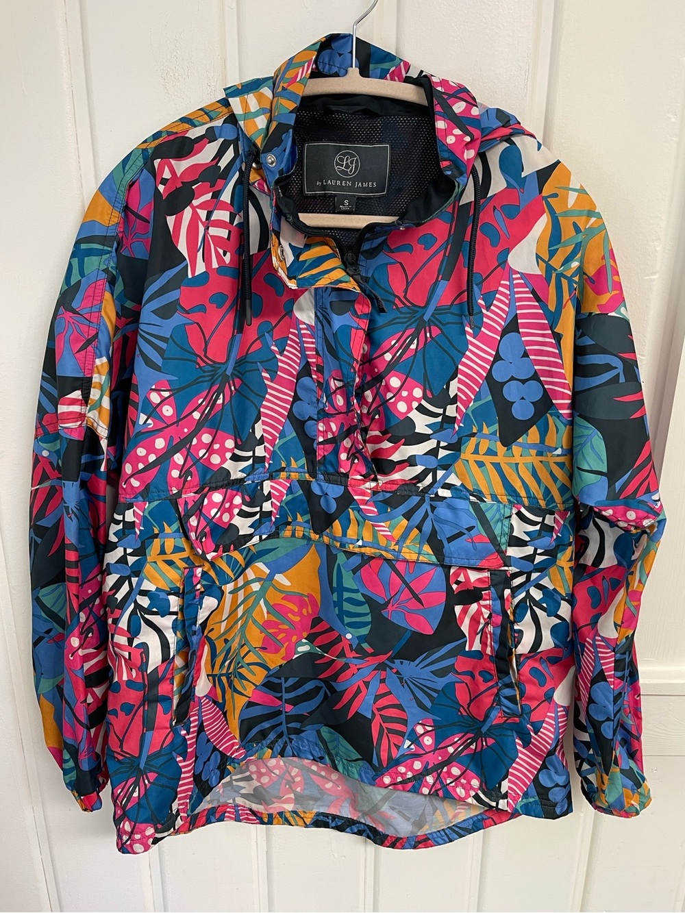 Lauren James Multicolor Tropical Print Hooded Windbreaker
